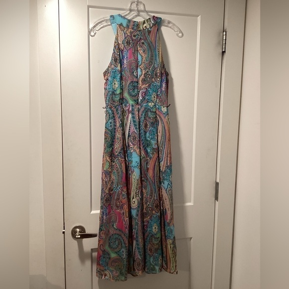 NWOT Tommy Hilfiger Blue Paisley Spring Halter Midi Dress Size 4 - Picture 2 of 5